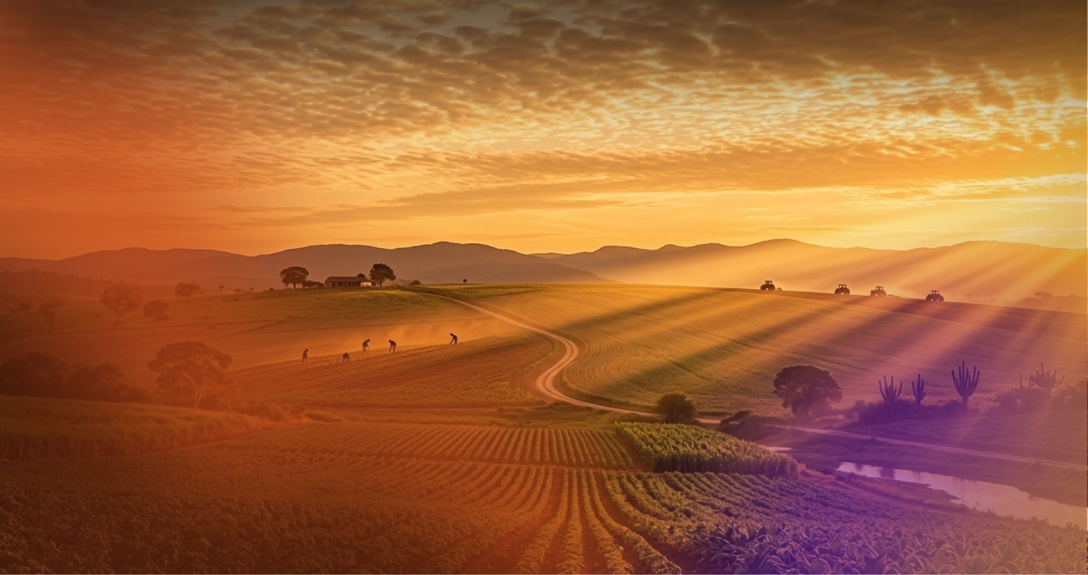 Paisagem rural ao pôr do sol